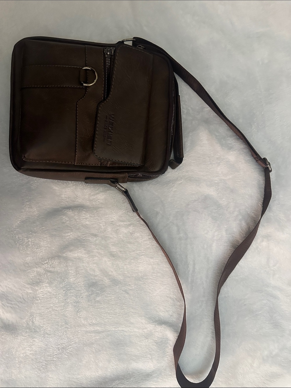 Weixier Leather Crossbody Messenger Bag  - Brown
